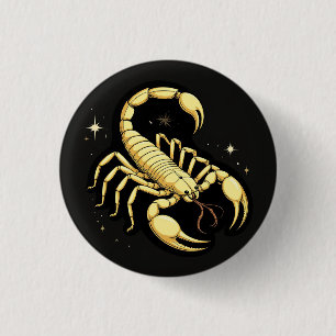 Skorpion-Sternzeichen-Design mit goldenem Skorpion Button