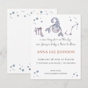 Skorpion Sternzeichen Geburtsankündigung Feiertagskarte