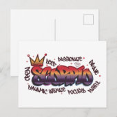Skorpion-Sternzeichen-Graffiti Postkarte (Vorne/Hinten)