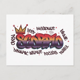 Skorpion-Sternzeichen-Graffiti Postkarte