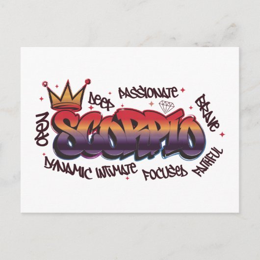 Skorpion-Sternzeichen-Graffiti Postkarte (Vorderseite)
