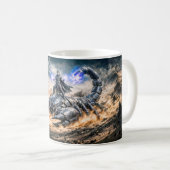 Skorpion-Sternzeichen mit Krieger und riesiger mec Kaffeetasse (VorderseiteRechts)