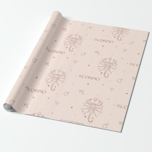 Skorpion-Sternzeichen-Muster in Braun und Burgund Geschenkpapier