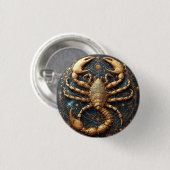 Skorpion über ein detailliertes Golden Astral Mand Button (Vorne & Hinten)