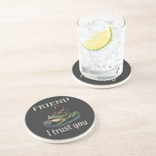 Skorpion und Frosch - Freund, ich vertraue dir Getränkeuntersetzer (Seite)