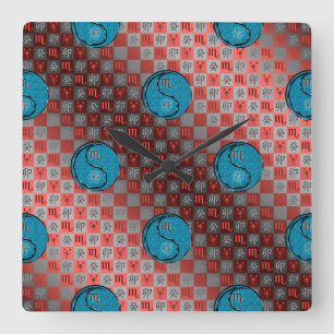 Skorpion & Wasser Kaninchen Quadratische Wanduhr