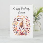 Skorpion Zodiac Boho Floral Flora Karte (Stehend Vorderseite)