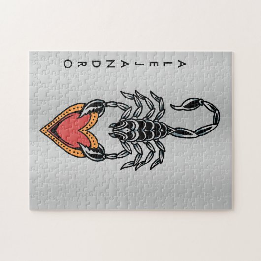 Skorpion Zodiac Sign Heart Liebe Dunkelgrau Name h Puzzle (Horizontal)