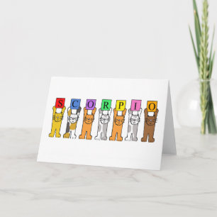 Skorpions-Geburtstag, niedliche Cartoon-Katzen Karte