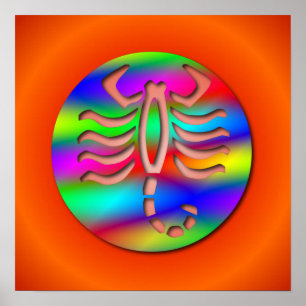 Skorpions-Regenbogen-Farbtierkreis-Skorpion Poster