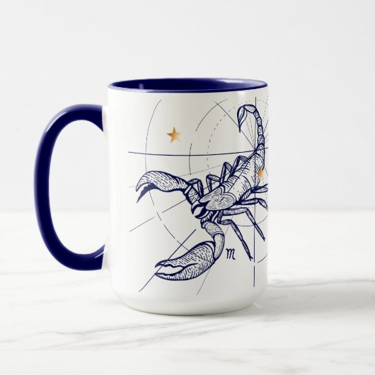 Skorpions-Tierkreis-Marine-Blau u. Tasse (Links)