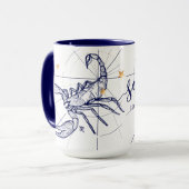 Skorpions-Tierkreis-Marine-Blau u. Tasse (Vorderseite Links)