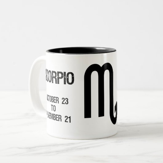 Skorpions-Tierkreis-Zeichen ("der Stinger") Zweifarbige Tasse (Vorderseite Links)