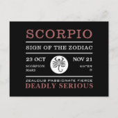 Skorpiozeichen des Zodiaks, astrologisch Postkarte (Vorderseite)