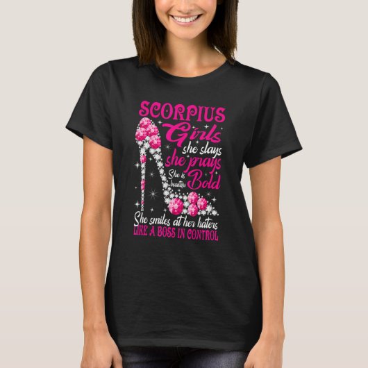 Skorpius Girl Like a Boss in Kontrolle Diamantensc T-Shirt (Vorderseite)