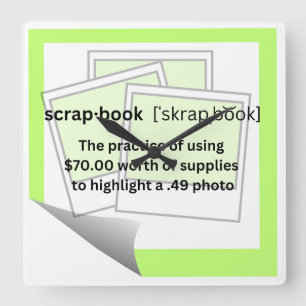 Skrap-book Quadratische Wanduhr