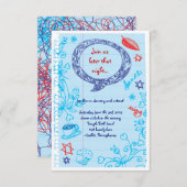 SKRIBBLES auf der NOTEPAPIERBAT-Bat Mitzvah-Party- Einladung (Vorne/Hinten)