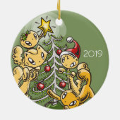 Skribbles the Cat Family: Trim the Tree Keramik Ornament (Hinten)