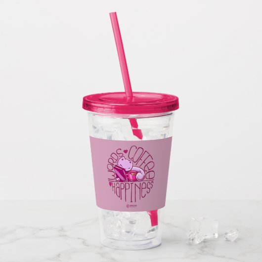 Skribbles: Wort-Kaffee-Glück (Rosa) Acryltrinkbecher (Vorderseite Ice)