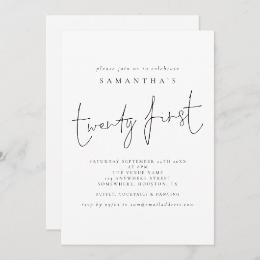 Skript 21. Geburtstagspartei Einladung (Vorne/Hinten)