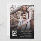 Skript 2 Fotos Overlay QR-Code Hochzeiten Schwarz Einladung (Rückseite)