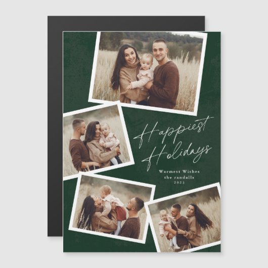 Skript 4 Foto Collage glücklichsten Urlaub Magneti Magnetkarte (Vorne/Hinten)