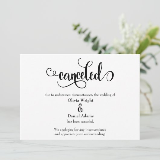 Skript abbrechen Hochzeitsankündigung Einladung (Stehend Vorderseite)