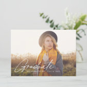 Skript-Abschluss 2-seitige Foto-Party Einladung (Stehend Vorderseite)