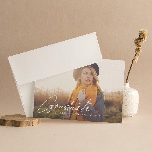 Skript-Abschluss 2-seitige Foto-Party Einladung