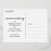 Skript-Abschluss-Ankündigung Foil-Postkarte Folie Einladungspostkarte (Rückseite)