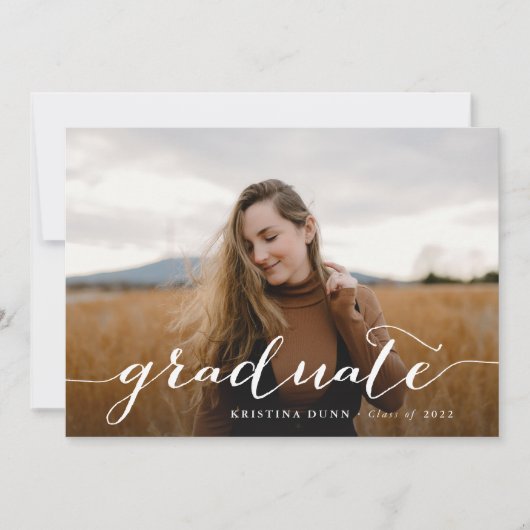 Skript-Abschluss-Party für Foto auf 2 Seiten Einladung (Vorderseite)