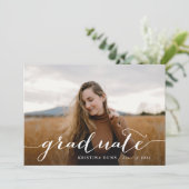 Skript-Abschluss-Party für Foto auf 2 Seiten Einladung (Stehend Vorderseite)