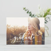 Skript-Abschluss-Party für Foto auf 2 Seiten Einladung (Stehend Vorderseite)