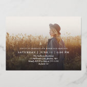 Skript-Abschluss-Party für Foto auf 2 Seiten Folieneinladung (Rückseite)