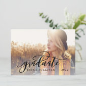 Skript-Abschluss-Party für Foto auf 2 Seiten | Sch Einladung (Stehend Vorderseite)