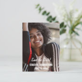 Skript-Abschluss Save the Date Foto Postkarte (Stehend Vorderseite)