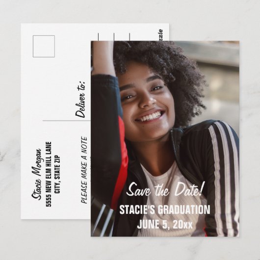 Skript-Abschluss Save the Date Foto Postkarte (Vorne/Hinten)