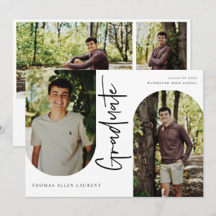 Skript-Absolventen-Bogenrahmen-4-Foto-Einladung Ankündigung