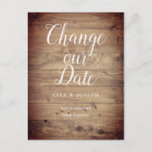 Skript ändern Datum verschoben Rustikales Holz Postkarte (Vorderseite)
