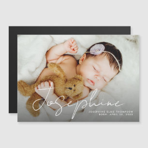 Skript-Babynamen- und Foto-Geburtsanzeige Magnetkarte
