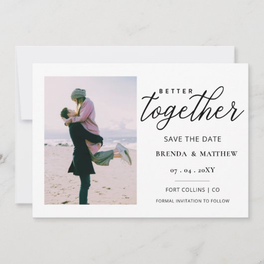 Skript besser Minimalistisches einfaches Foto Save The Date (Vorderseite)