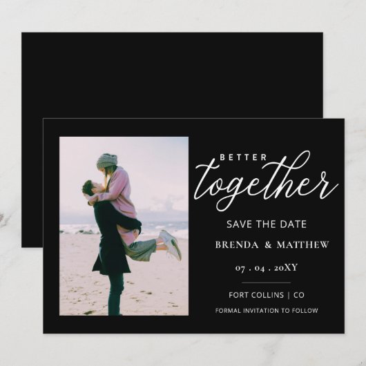 Skript besser Minimalistisches einfaches Foto Save The Date (Vorne/Hinten)