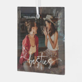 Skript-Bestie-Foto-Andenken-Geschenk Ornament Aus Glas (Vorderseite links)
