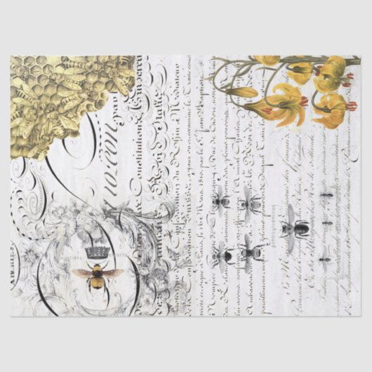 Skript-Biene Decoupage Seidenpapier (Vorderseite)