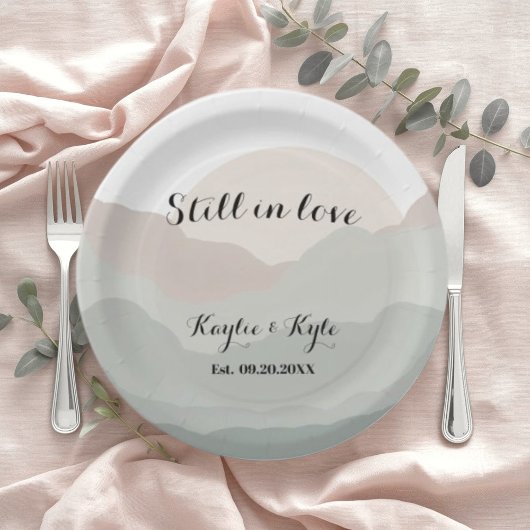 Skript Boho Wasserfarbe Berg Pappteller