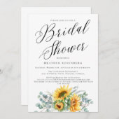 Skript-Brautparty Elegante Sonnenblume Einladung (Vorne/Hinten)
