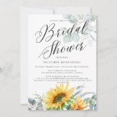 Skript-Brautparty Elegante Sonnenblume Eukalyptus Einladung (Vorderseite)