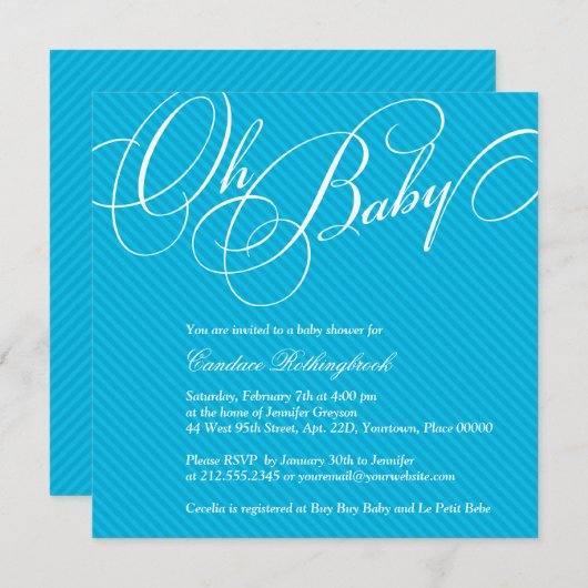 Skript-Diagonalen in der cyan-blauen Einladung (Vorne/Hinten)