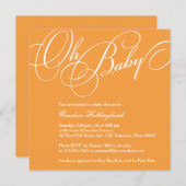 Skript-Diagonals in Apricot Babydusche Einladung (Vorne/Hinten)