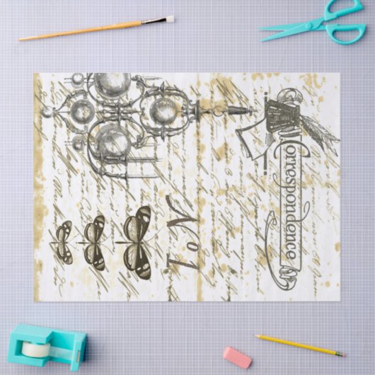 Skript-Digital-Collage Decoupage Seidenpapier (Basteln)